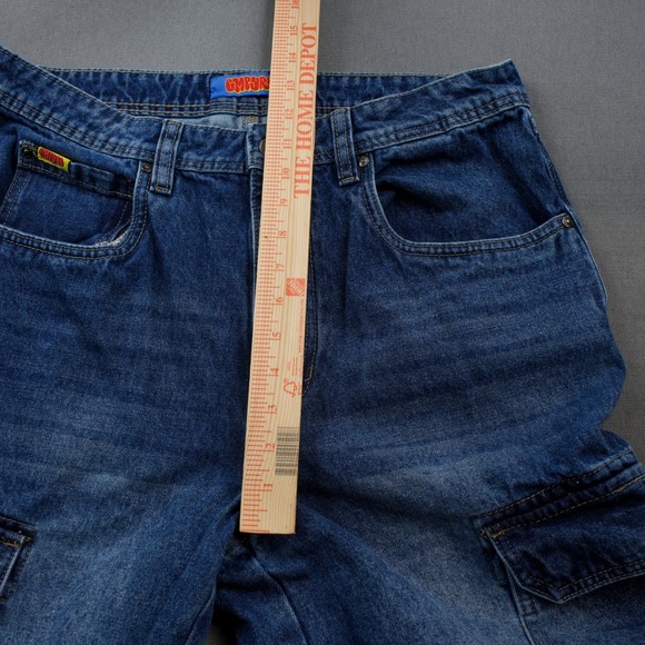 EMPYRE Y2K Mens Cargo Convertible Denim Carpenter Jeans 33x29 Skater Straight - Picture 5 of 8